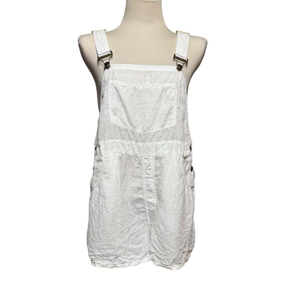 We Wore What Linen Overall Shorts Shortalls White Small